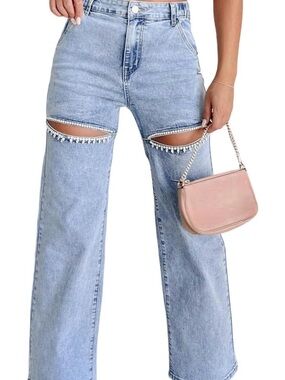 Women’s High Rise Straight Cut Out Jeans